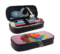 Colorful Cupcakes Rainbow Flower Cake Print Leather Flap Cosmetic Case, Cosmetic Bag, Zipper Storage Bag, Leather Flap Stationery Bag, Black, One Size, Noir , Taille unique