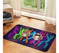 Colorful Dancers Tapis de nourriture pour animaux de compagnie 43,7 x 30 cm absorbant antidérapant en cuir synthétique avec fond en caoutchouc à séchage rapide