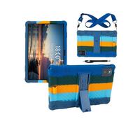 (Colorful Dark Blue, Multicolor) For Lenovo Tab M11 Case Retro Textured PC Kickstand Silicone Tablet Cover with Shoulder Strap