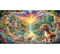 Colorful-Dinosaur-Bursting-Out-of-Hole 1000 pièces Puzzle pour Adultes et Enfants de 12 Ans et Plus Papier recyclé Jeu Familial Amusant & Stimulant pour décoration Murale 38x52/1000 pièces