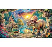 Colorful-Dinosaur-Bursting-Out-of-Hole Puzzle 1000 pièces Papier recyclé Extremement Difficile Idée Cadeau Parfaite pour Adultes Défi de Jeu éducatif 38x52/1000 pièces