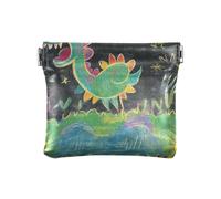 Colorful Dinosaur Chalk Art Petit porte-monnaie en cuir pour femmes et filles, motif dinosaure coloré, taille unique, moderne, Craie colorée dinosaure, Taille unique, Moderne