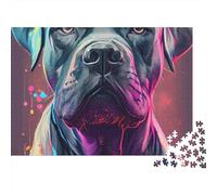 Colorful Dog Portrait 1000 pièces Cane Corso néon Puzzle Adulte Carton épais Relaxation Difficile Cadeau Anniversaire 70x50cm/1000pcs