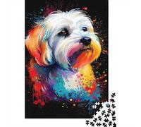 Colorful Dog Portrait 1000Pc Puzzle for Adults & Kids Rainbow Shaggy Dog Fun Present & Activity for Home Age 12 Years Up 38x26cm 1000pcs