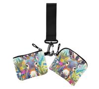 Colorful Donkey Lot de 2 porte-monnaie esthétiques pour femme avec dragonne pour le travail et les voyages, coloré âne esthétique, 1 size, Décontracté