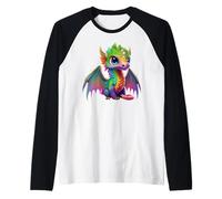 Colorful Dragon Baby Cute Pretty Birthday Graphic Manche Raglan