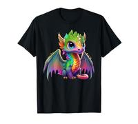 Colorful Dragon Baby Cute Pretty Birthday Graphic T-Shirt