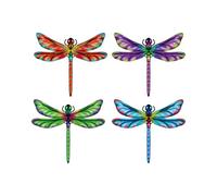 Colorful Dragonfly Wall Art, Metal Fence Decor, 7.87x6.8 inches Realistic Foldable Wings with Vibrant Finish, Weatherproof Garden Sculpture, 3D Hanging Ornament, Rustic Style, Wall Accent for Balcony