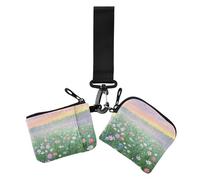 Colorful Dream Lot de 2 pochettes pour pièces de monnaie et cartes de visite avec fermeture éclair pour femme Motif fleurs de jardin, Peinture à l'huile de rêve colorée fleurs de jardin, 1 size