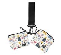 Colorful Dream Unicorns Lot de 2 portefeuilles fins et plats avec fermeture éclair et porte-clés pour femme, Licornes de rêve colorées, 1 size, Décontracté