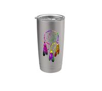 Colorful Dreamcatcher Feathers Native Tribal Gobelet isotherme en acier inoxydable double paroi