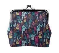 Colorful Dreamcatcher1 portefeuille portefeuille à fermeture baiser petit portefeuille en cuir PU pour femme