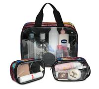 Colorful Eagles Trousse de maquillage de voyage pour homme et femme, trousse de toilette translucide, 3 pièces, grande pochette de douche, trousse de toilette, organisateur d'articles de toilette,