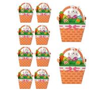 Colorful Easter Boxes - Candy Paper Containers, Bunny Treat with Handle Design, Goodie Boxes with 10 Pieces, Party Supplies Festive Pattern, Gift Packaging for School