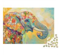 Colorful Elephant Art Colourful Watercolor Elephant 1000 Pieces Jigsaws Adults Beautiful Decoration Home Activity 38x26cm/1000pcs