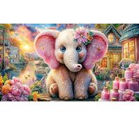Colorful-Elephants-in-Floral-Fantasy Jeux éducatifs 1000 pièces Puzzle pour Adultes Décoration Murale et Cadeaux Beau Puzzle de décoration pour Adultes et Enfants 70x50/1000 pièces