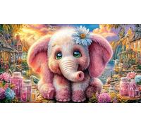 Colorful-Elephants-in-Floral-Fantasy Papier recyclé Puzzle pour Adultes 1000 pièces Jeu Familial Amusant & Stimulant Jeux éducatifs pour Adultes et Enfants de 12 Ans et Plus 38x52/1000 pièces