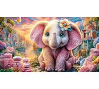 Colorful-Elephants-in-Floral-Fantasy Puzzle 1000 pièces Papier recyclé Extremement Difficile Idée Cadeau Parfaite pour Adultes Défi de Jeu éducatif 38x26/1000 pièces