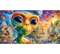 Colorful étranger in Fantasy Village Puzzle pour Adultes 1000 pièces - Cadeau Amusant Jeu Familial Stimulant pour Adultes et Enfants 75x50/1000pcs