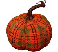 Colorful Fabric Pumpkin Decor 13cm for Thanksgiving(Orange Plaid)