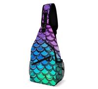 Colorful Fish Mermaid Scales Sling Bag for Men Women Crossbody Backpack Colorful Fish Mermaid Scales Crossbody Bag Chest Bags for Travel Sport