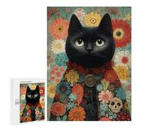 Colorful Floral Cat Art Print Puzzle 1000 Pièces Educa Jouet en Bois Cadeau Unique Décoration Intérieure Jeu Éducatif Challenge Toy Adultes Et Enfants À Partir De 14 Ans 500 PCS