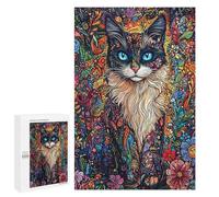 Colorful Floral Cat Artwork Puzzle 1000 Pièces Educa Jouet en Bois Cadeau Unique Décoration Intérieure Jeu Éducatif Challenge Toy Adultes Et Enfants À Partir De 14 Ans 1000 PCS