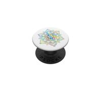 Colorful Floral Mandala Sacred Fractal Geometry Good Vibe PopSockets PopGrip Adhésif