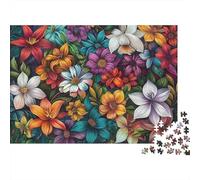 Colorful Floral Pattern 1000 pièces Fleurs mélangées vibrantes Puzzle Adulte Carton épais Décompression Difficile Cadeau idée
