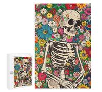 Colorful Floral Skeleton Art Print Puzzle 1000 Pièces Educa Jouet en Bois Cadeau Unique Décoration Intérieure Jeu Éducatif Challenge Toy Adultes Et Enfants À Partir De 14 Ans 1000 PCS