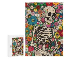 Colorful Floral Skeleton Art Print Puzzle 300 Pièces Educa Jouet en Bois Cadeau Unique Décoration Intérieure Jeu Éducatif Challenge Toy Adultes Et Enfants À Partir De 14 Ans 300 PCS