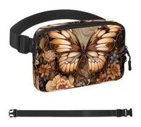 Colorful Flower Art Butterfly-1557 Sac banane de style unisexe : sacs banane tendance, sacs à bandoulière sport minces à la mode pour jogging, randonnée, randonneur, femme, homme, multicolore, 4 x 23