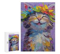 Colorful Flower Crown Cat Puzzle 1000 Pièces Educa Jouet en Bois Cadeau Unique Décoration Intérieure Jeu Éducatif Challenge Toy Adultes Et Enfants À Partir De 14 Ans 300 PCS