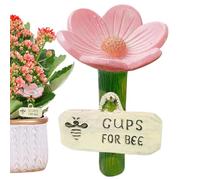 Colorful Flower Shaped Garden Bees Drinking Cups with Stake Base, Flower-Shaped Ceramic Bee Watering Station | Hygienic Thirsty Pollinators Feeder Colorful Butterfly Cups for Lawn Driveway Farm Patio