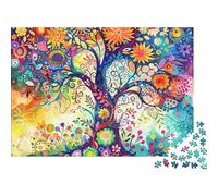 Colorful Flower Tree 1000 pièces Arbre Fleuri fantaisiste Puzzle Adulte Carton épais Décompression Jeu Cadeau idée 38x26cm/1000pcs