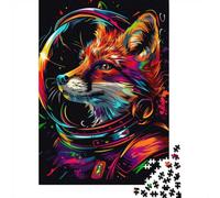 Colorful Fox Astronaut Art Print De Noël Puzzle en Bois, 1000 pièces | Pour progresser pièce après pièce : ce puzzle 1000 pièces adulte convient aux amateurs d'images détaillées.