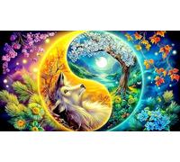 Colorful-Foxes-Amid-Fleur de cerisiers Puzzle 1000 Pièces pour Adultes - en Carton Recyclé pour la Décoration 38x52cm/1000pcs