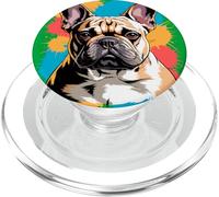 Colorful French Bulldog Abstract Paint Splatter Art PopSockets PopGrip pour MagSafe