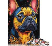 Colorful French Bulldog Portrait Puzzle 1000 Pièces Cadeau Unique Jeu Éducatif Défi Jouet À De Qualité Supérieure Peinture Art pour Adultes Et Enfants 1000pcs (75x50cm)