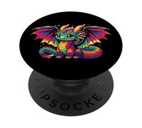 Colorful Friendly Rainbow Cute Dragon Baby Fantasy Design PopSockets PopGrip Interchangeable