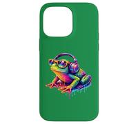 Colorful Frog Casque DJ Musique Splatter Art Coque pour iPhone 14 Pro Max
