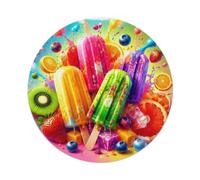 Colorful Fruit Popsicle Splash Pattern Metal Tin Sign Plaque | Wall Decor for Cafe, Club Bar, Office, Home Garden Metal Poster 4x16Inch or 8x8inch