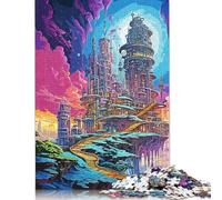 Colorful Galaxy City Puzzles 1000 Pieces Cadeau Unique Jeu Éducatif Défi Jouet À De Qualité Supérieure Peinture Art pour Adultes Et Enfants À Partir De 14 Ans 1000pcs (38x26cm)
