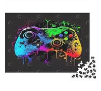 Colorful Game Controller 100% Recycled Cardboard Neon Game Controller 1000 Piece Puzzle for Adults The Impossible Challenge Fun Present 70x50cm/1000pcs