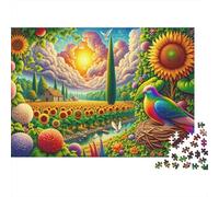 Colorful Garden with Sunflowers Puzzle 1000 Pièces Cadeau Unique Jeu Éducatif Défi Jouet À De Qualité Supérieure Peinture Art pour Adultes Et Enfants À Partir De 12 Ans 70x50cm/1000pcs