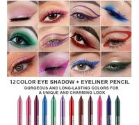 Colorful gel Flash Eyeliner pencil set, Eyeliner et Shadow pencil maquillage des yeux Eyeliner coloré Set de 12 PCS (Ensemble 06)
