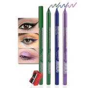 Colorful gel Flash Eyeliner pencil set, Eyeliner et Shadow pencil maquillage pour les yeux coloré Eyeliner set, 3pcs (06 n° vert émeraude BRILLANT + 07 n° bleu royal BRILLANT + 13 n° violet)