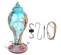 Colorful Glass Bird Feeder | Hand - Painted for Hummingbirds | Leak - Proof Base & Creature Protector | Outdoor Hanging Feeder for Garden/Patio (T2)