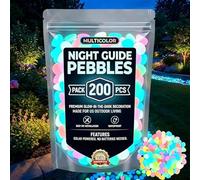Colorful Glow-in-the-Dark Garden Stones, Glowing Pebbles for Garden Outdoor, Luminous Rocks for Walkway Patio Lawn Yard Landscaping, Fish Tank Aquarium Decor (Multi,200Pcs)