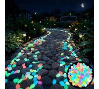 Colorful Glow-in-the-Dark Garden Stones, Night Guide Pebbles Glow in The Dark Rocks, Luminous Stepping Stones Glow Rocks for Garden Path Walkway Yard Fish Tank Decor (Color,400Pcs)